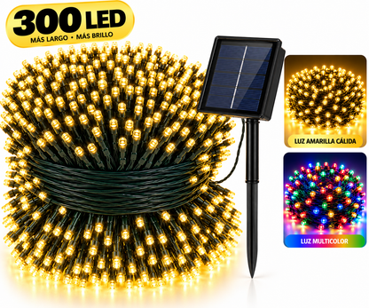 Luces Navidad Panel Solar 300 Led