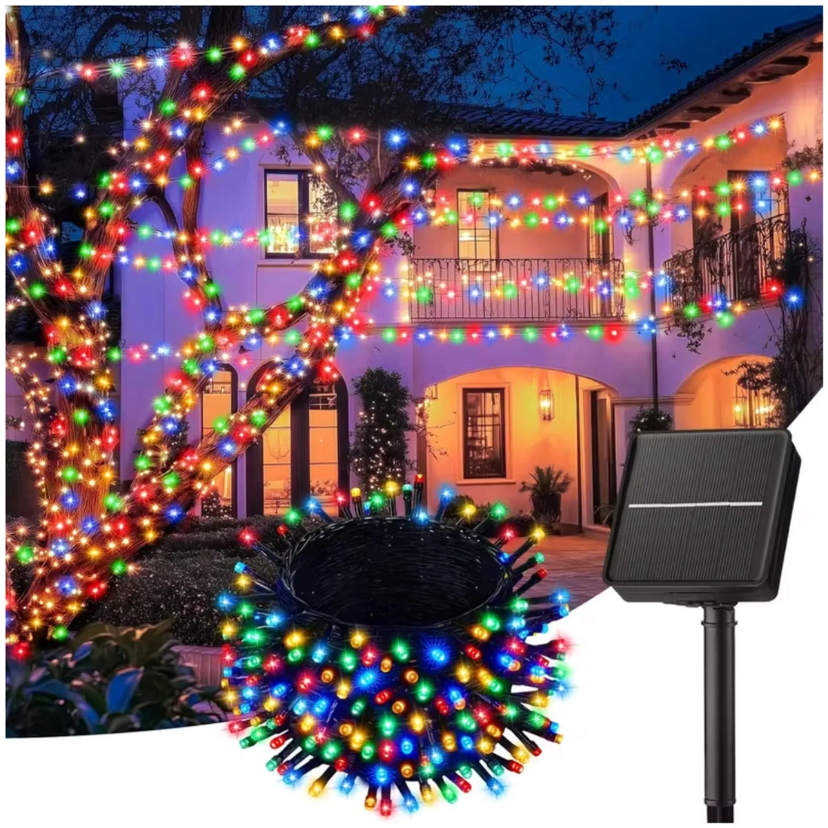 Luces Navidad Panel Solar 300 Led